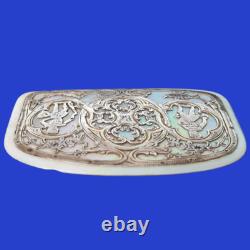 Decoration on mother of pearl solid silver plate knights decor in monogram armor