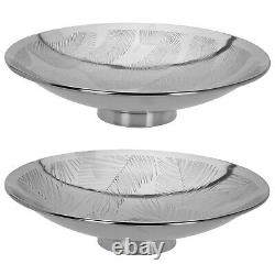 Decorative Footed Display Bowl Stainless Steel Leafy Design Wide Shape Modern