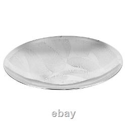 Decorative Footed Display Bowl Stainless Steel Leafy Design Wide Shape Modern