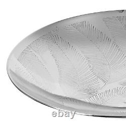 Decorative Footed Display Bowl Stainless Steel Leafy Design Wide Shape Modern