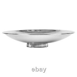 Decorative Footed Display Bowl Stainless Steel Leafy Design Wide Shape Modern