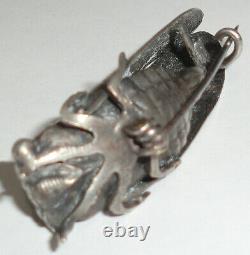 Detailed Antique Vintage Victorian French Cicada Pin Brooch 2 Silver Plate