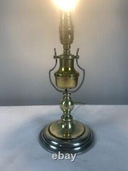 Distressed Silver Plated Brass Gimbal Antique Table Lamp Rewired And Pat Tested