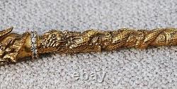 Dragon Ballpoint Pen 925 Silver Diamond Eyes Gold Plated Rare Work of Art