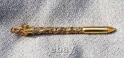 Dragon Ballpoint Pen 925 Silver Diamond Eyes Gold Plated Rare Work of Art