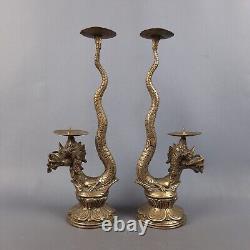 Dragon sculptures candle holders Indonesian vintage pair candle holders mid'900