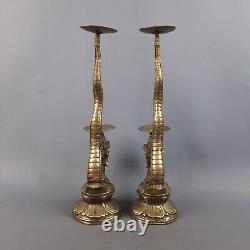 Dragon sculptures candle holders Indonesian vintage pair candle holders mid'900