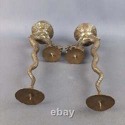 Dragon sculptures candle holders Indonesian vintage pair candle holders mid'900