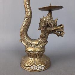 Dragon sculptures candle holders Indonesian vintage pair candle holders mid'900