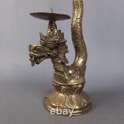Dragon sculptures candle holders Indonesian vintage pair candle holders mid'900