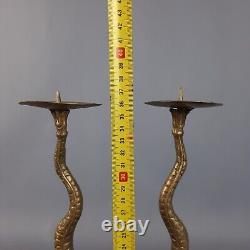 Dragon sculptures candle holders Indonesian vintage pair candle holders mid'900