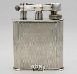 Dunhill Lighter, Silver Plated Engine Turned, circa 1940 Original Box
