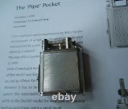 Dunhill Unique PIPE Lighter Silver Plated Barley Pattern/Original Slip Case