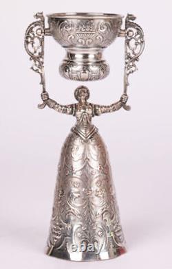 Dutch Antique Fine Silver-Plated Marriage Wager Cup