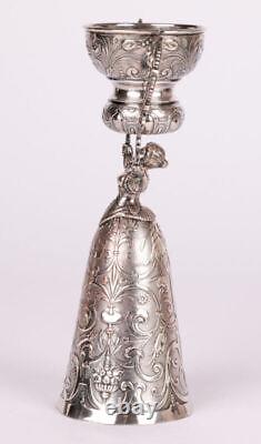 Dutch Antique Fine Silver-Plated Marriage Wager Cup