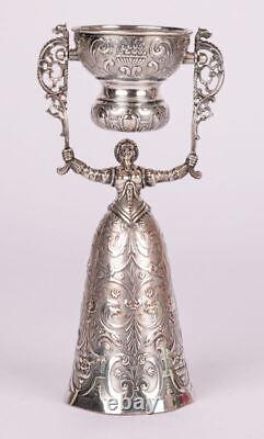 Dutch Antique Fine Silver-Plated Marriage Wager Cup