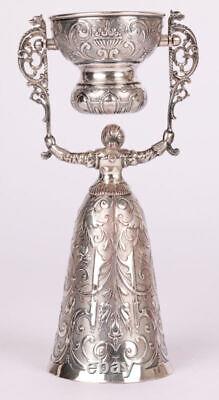 Dutch Antique Fine Silver-Plated Marriage Wager Cup