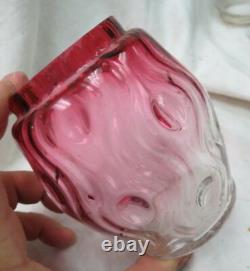 EAPG thumnbprint & swirl pattn Amberina pickle caster jam jar & silver plate lid