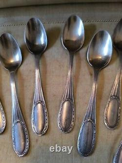 ERCUIS Jewel Case Twelve Spoons Coffee Mocha silver plated Pattern Rib And Beads