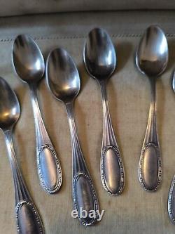 ERCUIS Jewel Case Twelve Spoons Coffee Mocha silver plated Pattern Rib And Beads