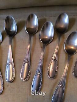 ERCUIS Jewel Case Twelve Spoons Coffee Mocha silver plated Pattern Rib And Beads