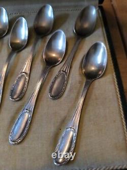 ERCUIS Jewel Case Twelve Spoons Coffee Mocha silver plated Pattern Rib And Beads