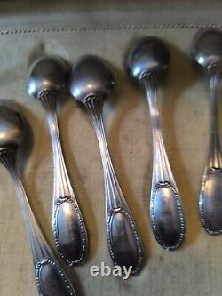 ERCUIS Jewel Case Twelve Spoons Coffee Mocha silver plated Pattern Rib And Beads