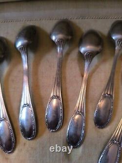 ERCUIS Jewel Case Twelve Spoons Coffee Mocha silver plated Pattern Rib And Beads