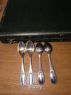 ERCUIS Jewel Case Twelve Spoons Coffee Mocha silver plated Pattern Rib And Beads