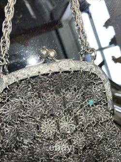 Early 1900's Chinese Silver Plate Filigree Purse