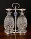 Early 20thc Hukin & Heath Silver Plate & Cut Glass 2-bottle Mechanical Tantalus