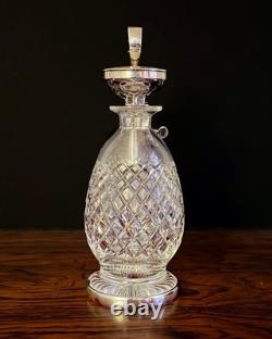 Early 20thc Hukin & Heath Silver Plate & Cut Glass 2-bottle Mechanical Tantalus