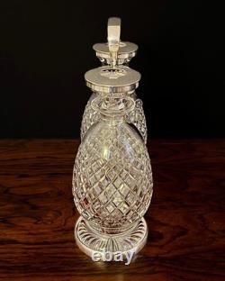 Early 20thc Hukin & Heath Silver Plate & Cut Glass 2-bottle Mechanical Tantalus