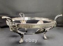 Early Antique Original Silver Plate Ruby Glass Center Goat Head Monteith Compote