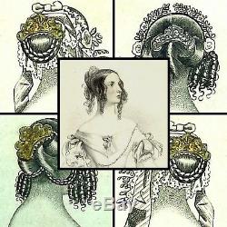 Early Victorian hair comb silver plated engraved hair accessory