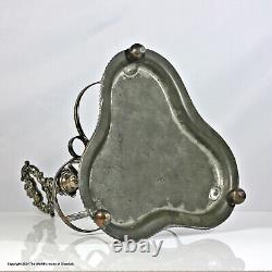Early Victorian set of three cut glass cylinder decanters, silver plated stand