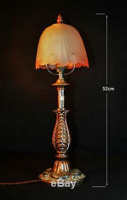 Early original Victorian C-1890s classic design silver plated copper desk lamp