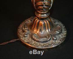 Early original Victorian C-1890s classic design silver plated copper desk lamp