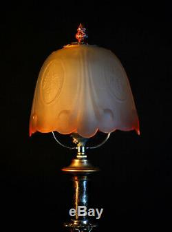Early original Victorian C-1890s classic design silver plated copper desk lamp