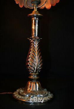 Early original Victorian C-1890s classic design silver plated copper desk lamp