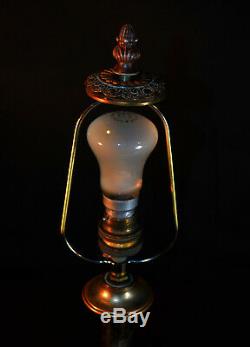 Early original Victorian C-1890s classic design silver plated copper desk lamp