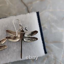 Earrings Signed COURTNEY PETERSON Sterling Silver Gold Plated Dragonfly