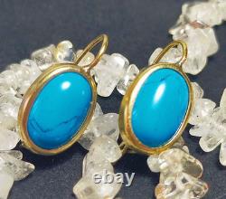 Earrings Turquoise Vintage Silver 875 samples Gold Plating? USSR