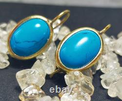 Earrings Turquoise Vintage Silver 875 samples Gold Plating? USSR
