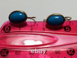 Earrings Turquoise Vintage Silver 875 samples Gold Plating? USSR