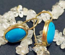 Earrings Turquoise Vintage Silver 875 samples Gold Plating? USSR
