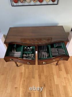 Edwardian Inlaid Cutlery Side Table/Buffet. Mapping&Webb Silver plated Cutlery