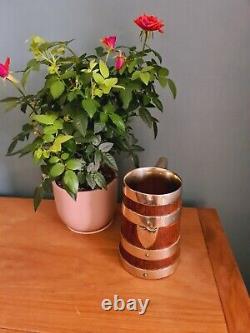 Edwardian Oak And Silver Plated Banded Tankard Beer Mug Antique Collectors Item