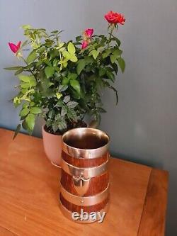 Edwardian Oak And Silver Plated Banded Tankard Beer Mug Antique Collectors Item