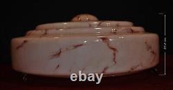 Edwardian silver-plated wagon wheel design 3 arm chandelier Opaline dish C-1910